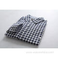 Classic Dark Blue White Checkered Men's Shirt